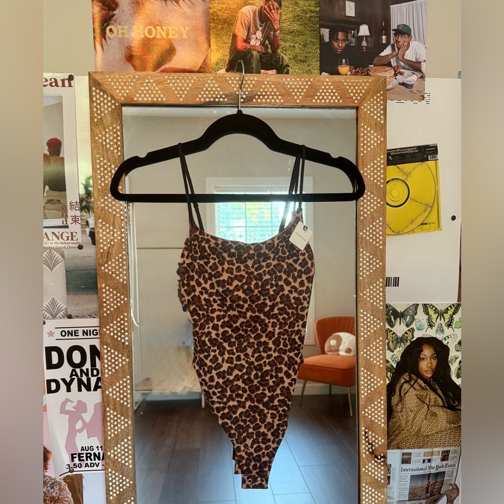 Anthropologie Brown Leopard Print Bodysuit